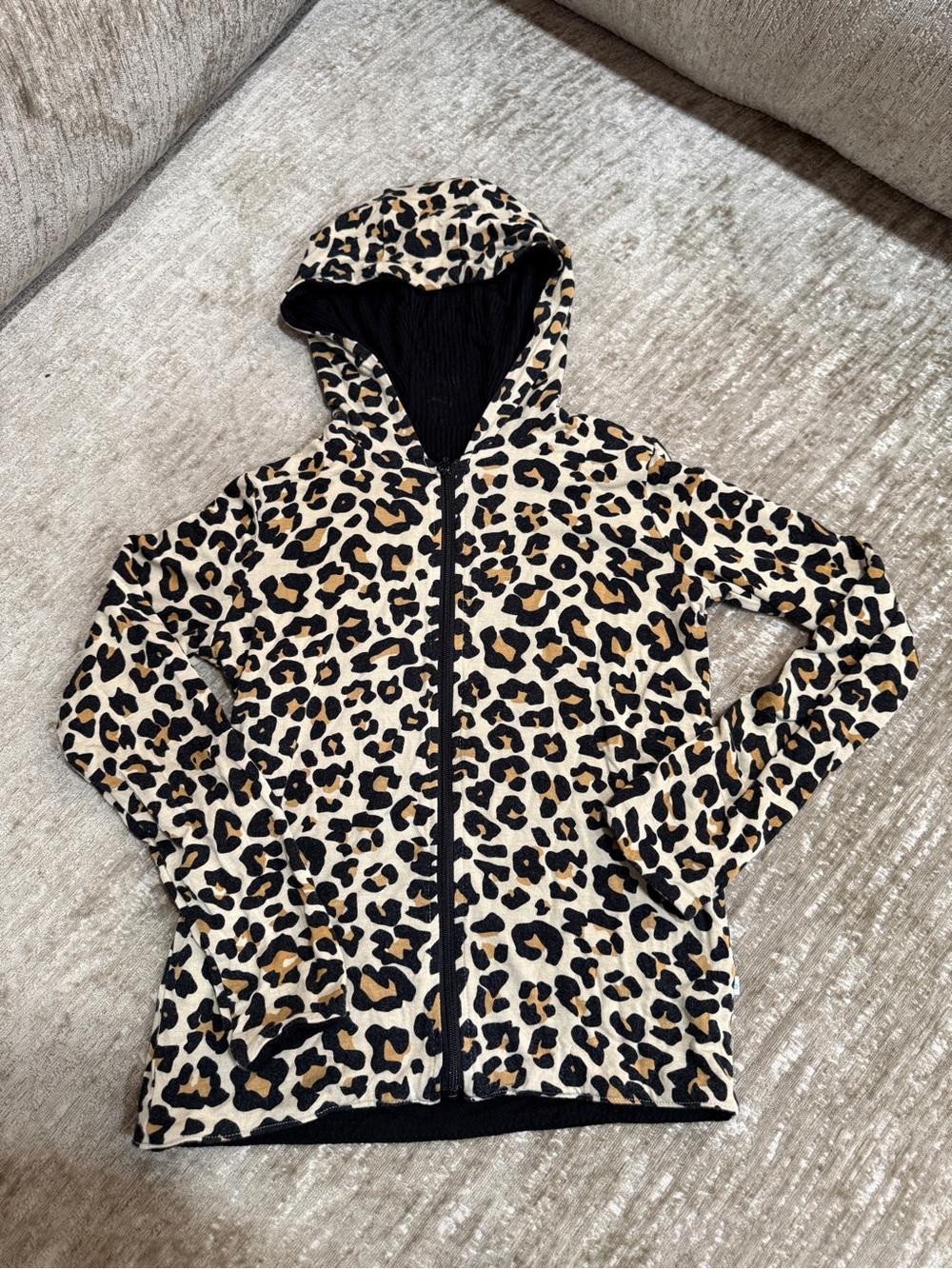 Posh Peanut LanaLeopard/Black Robbed Reversible Hooded Jacket Sz 6 Y